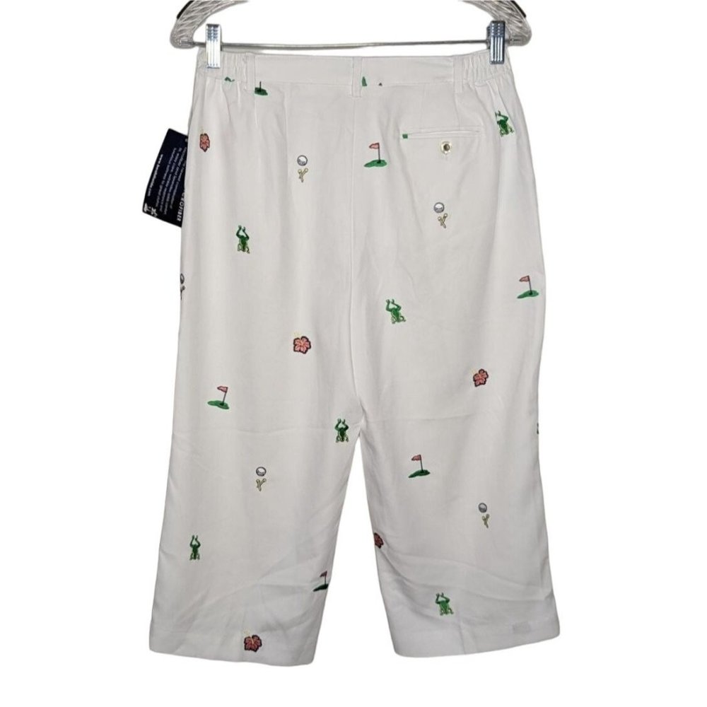 Coral Bay Golf petites white multicolor embroidered Golf capri's 8 petite - Picture 2 of 10